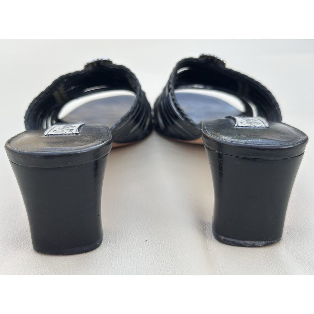 Brighton Freddi Womens Black Leather Slide Block Heel Sandal Shoe - Size 6.5M - Picture 9 of 11